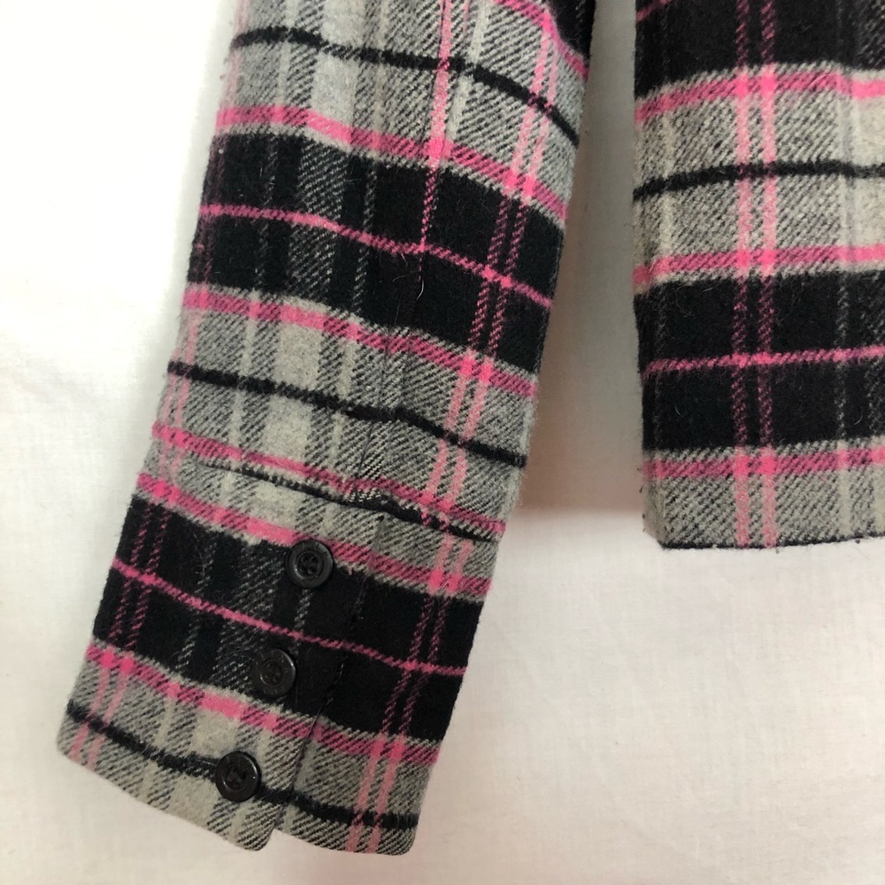 Victoria's Secret Pink Plaid jacket Coat detachable fur hood - Picture 7 of 11